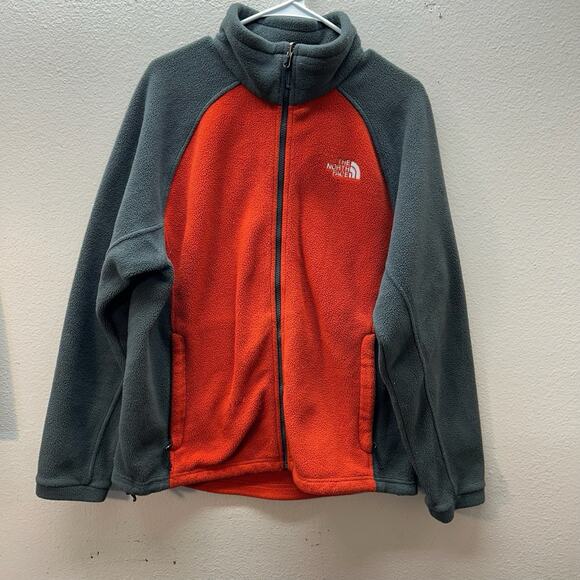 The North Face Fleece Jacket Mens Medium Orange Gray Gorpcore Outdoor Hiking - Picture 1 of 8